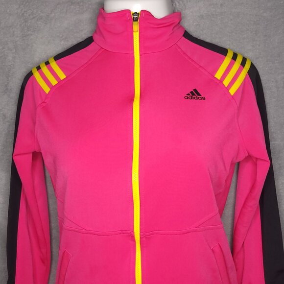 Adidas Womens Climalite Full-Zip Track Jacket Medium Pink Athleisure - Picture 1 of 6